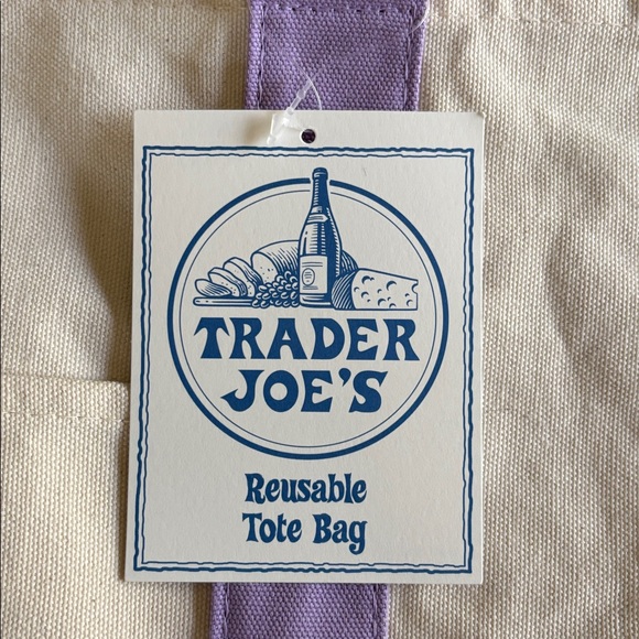 NWT in hand Trader Joe’s big tote lavender with pink logo - Picture 3 of 4